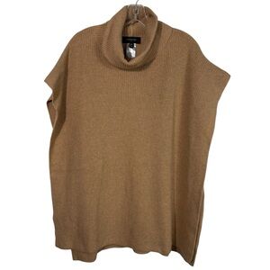 Banana Republic Beige Brown Turtleneck Open Side Poncho Sweater Top M/L Minimal
